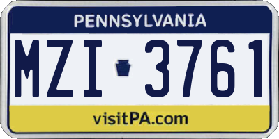 PA license plate MZI3761