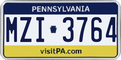 PA license plate MZI3764