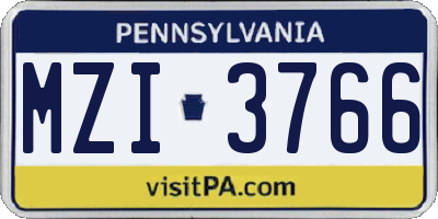 PA license plate MZI3766
