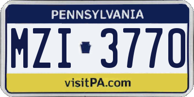 PA license plate MZI3770
