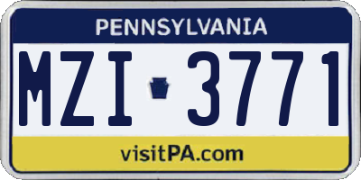 PA license plate MZI3771