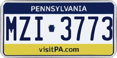 PA license plate MZI3773