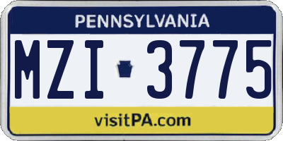PA license plate MZI3775