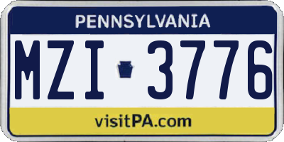 PA license plate MZI3776