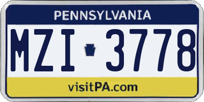 PA license plate MZI3778