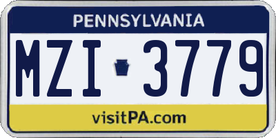 PA license plate MZI3779