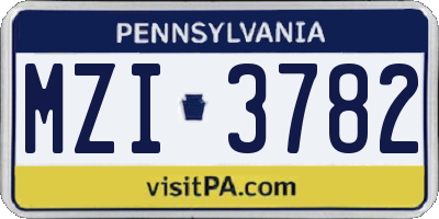 PA license plate MZI3782