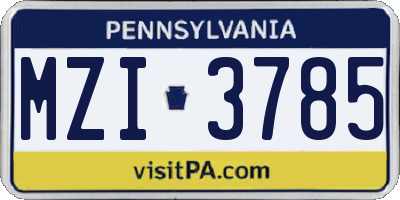 PA license plate MZI3785