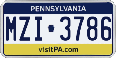 PA license plate MZI3786