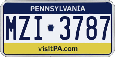 PA license plate MZI3787