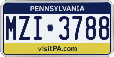 PA license plate MZI3788