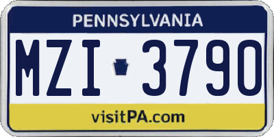 PA license plate MZI3790