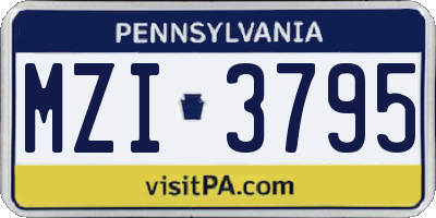PA license plate MZI3795