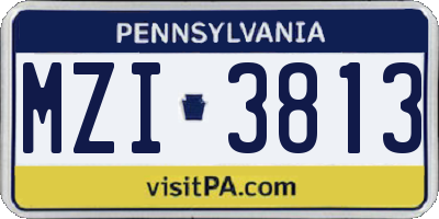 PA license plate MZI3813