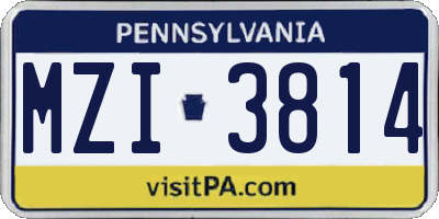 PA license plate MZI3814