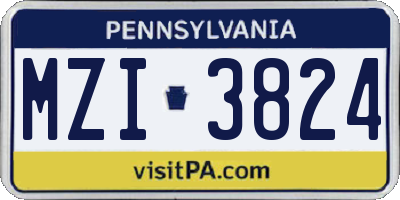 PA license plate MZI3824