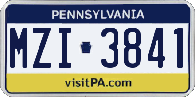 PA license plate MZI3841