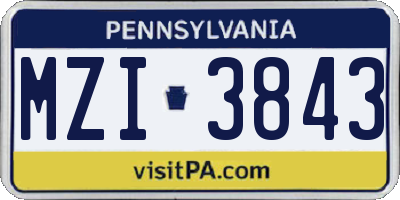 PA license plate MZI3843