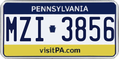PA license plate MZI3856