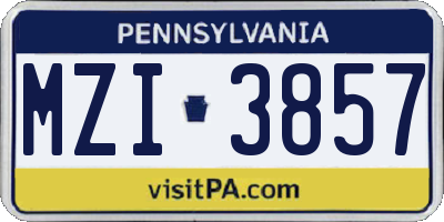 PA license plate MZI3857