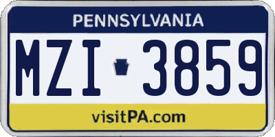 PA license plate MZI3859