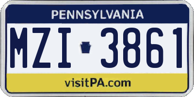 PA license plate MZI3861