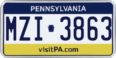 PA license plate MZI3863