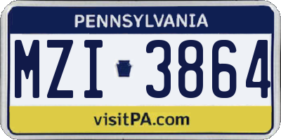 PA license plate MZI3864