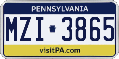 PA license plate MZI3865