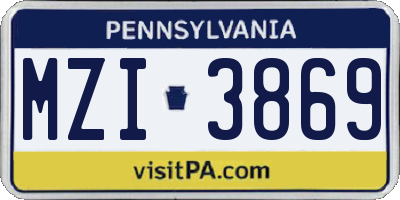 PA license plate MZI3869