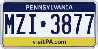PA license plate MZI3877