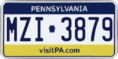 PA license plate MZI3879