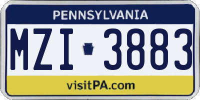 PA license plate MZI3883