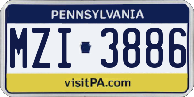 PA license plate MZI3886