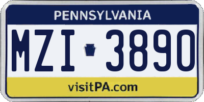 PA license plate MZI3890