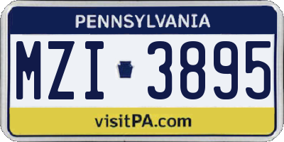PA license plate MZI3895