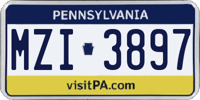PA license plate MZI3897