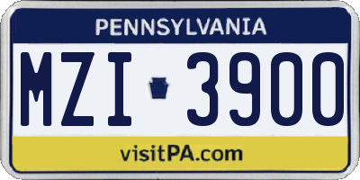 PA license plate MZI3900