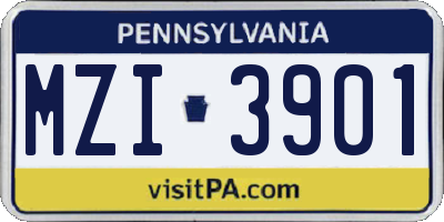PA license plate MZI3901