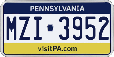 PA license plate MZI3952