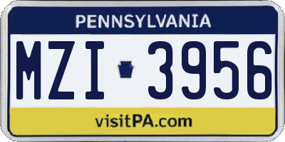 PA license plate MZI3956