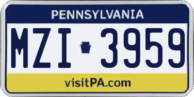 PA license plate MZI3959