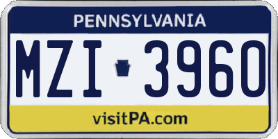PA license plate MZI3960