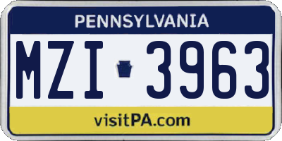 PA license plate MZI3963