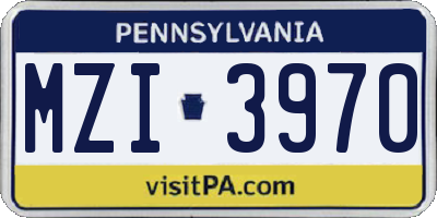 PA license plate MZI3970