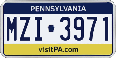 PA license plate MZI3971
