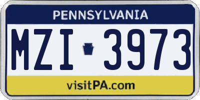 PA license plate MZI3973