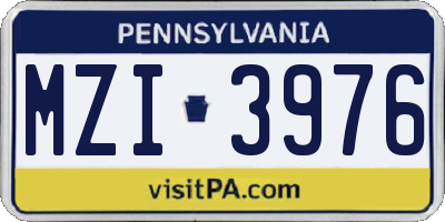 PA license plate MZI3976