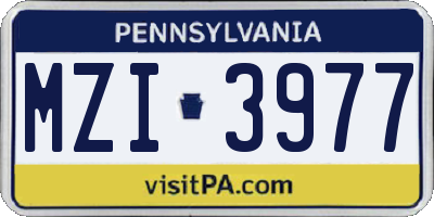 PA license plate MZI3977