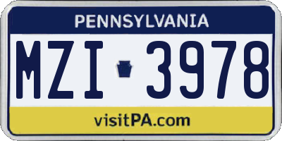 PA license plate MZI3978